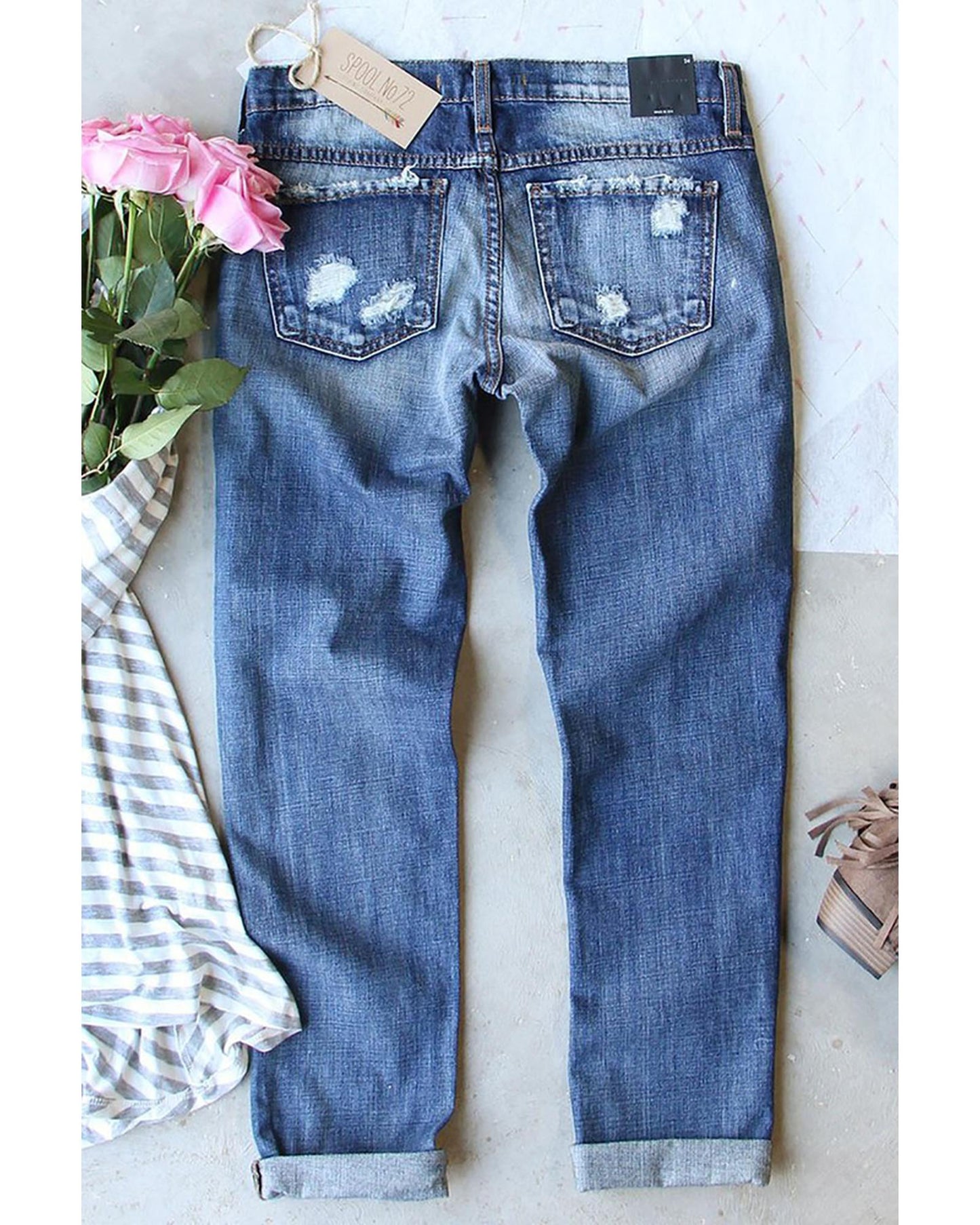 Azura Exchange Heart Patchwork Jeans - 8 US