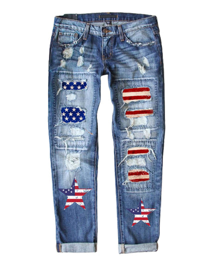 Azura Exchange American Flag Graphic Jeans - S