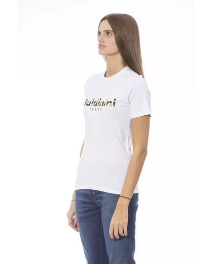 Baldinini Trend Women's White Cotton Tops & T-Shirt - L