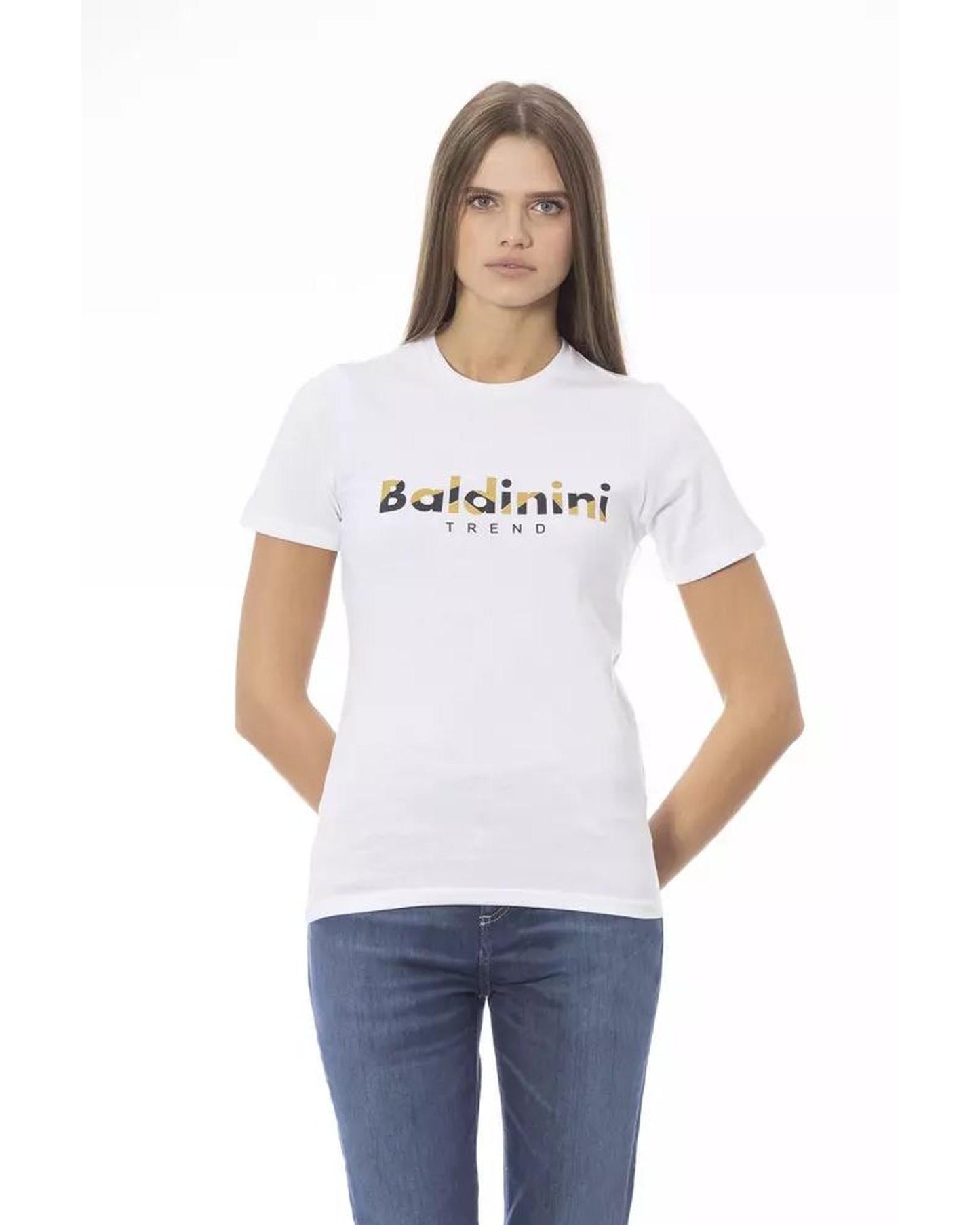 Baldinini Trend Women's White Cotton Tops & T-Shirt - S