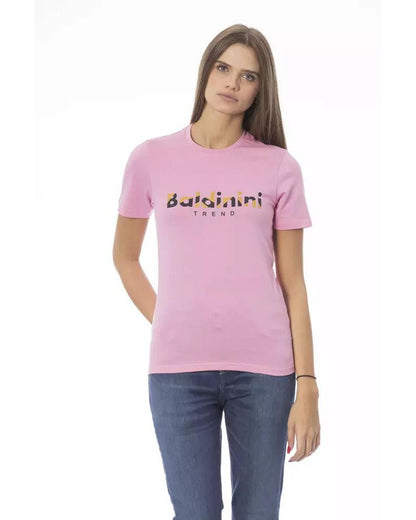 Baldinini Trend Women's Pink Cotton Tops & T-Shirt - M