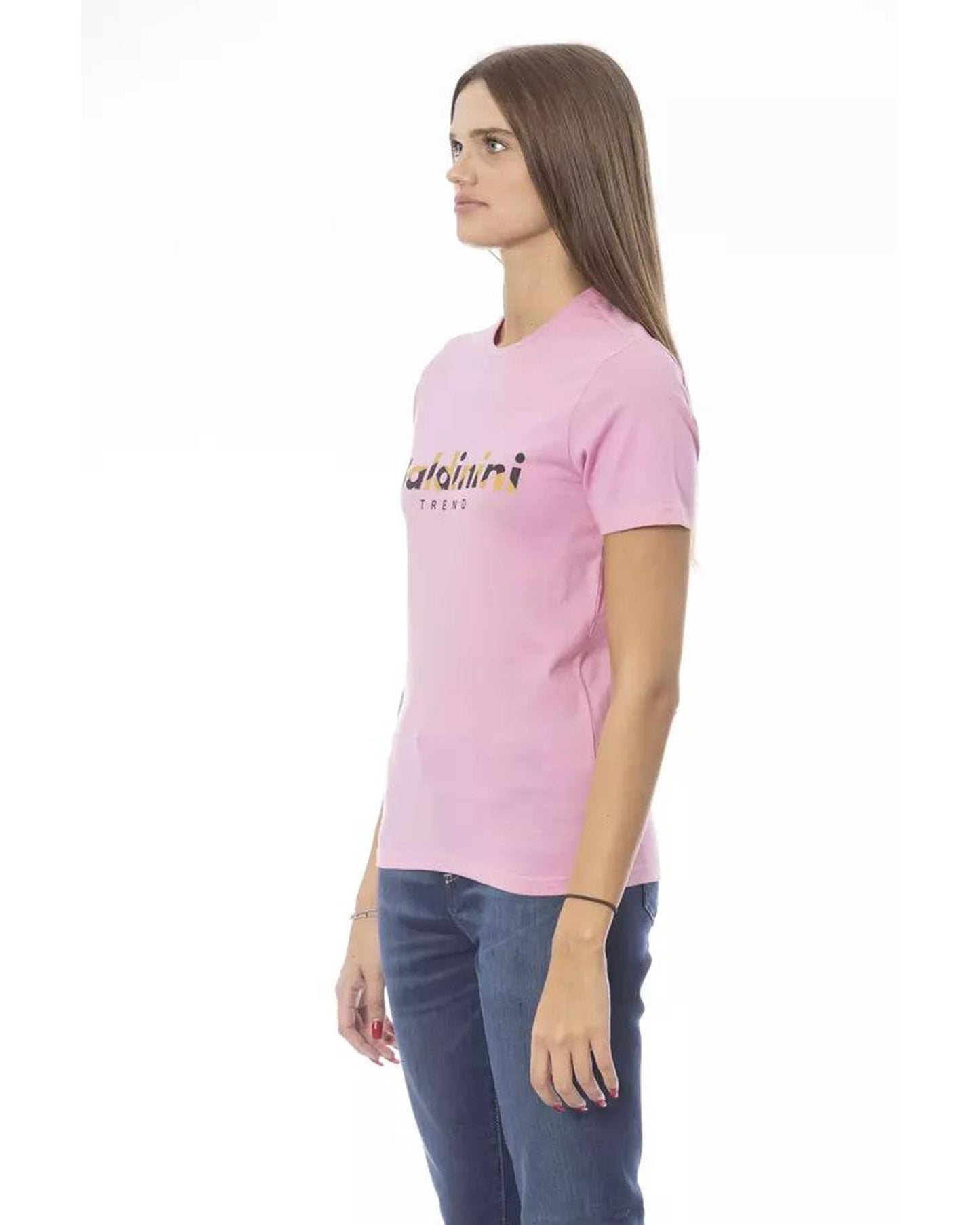 Baldinini Trend Women's Pink Cotton Tops & T-Shirt - M