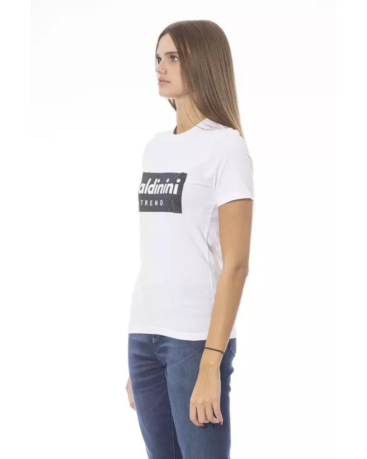 Baldinini Trend Women's White Cotton Tops & T-Shirt - L