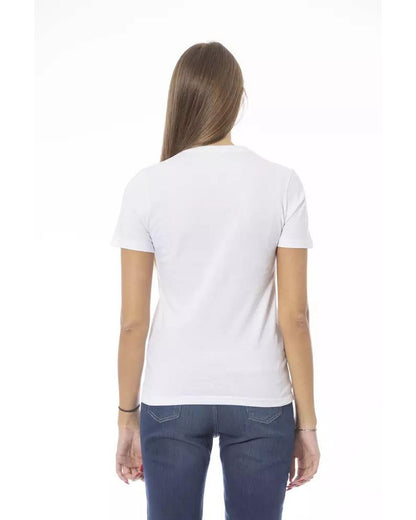 Baldinini Trend Women's White Cotton Tops & T-Shirt - L