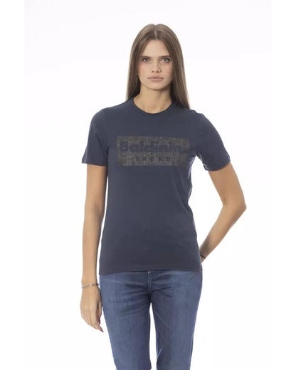 Baldinini Trend Women's Blue Cotton Tops & T-Shirt - M