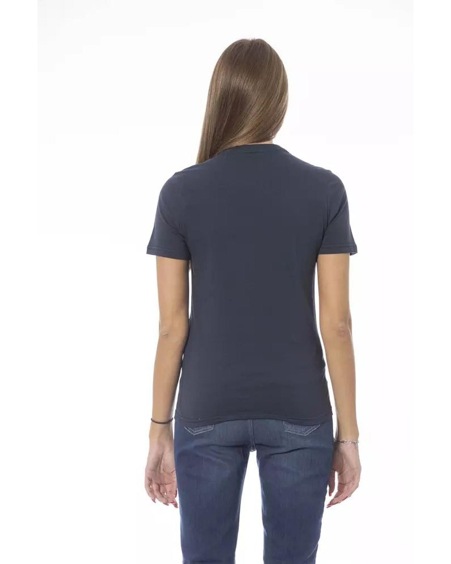 Baldinini Trend Women's Blue Cotton Tops & T-Shirt - M