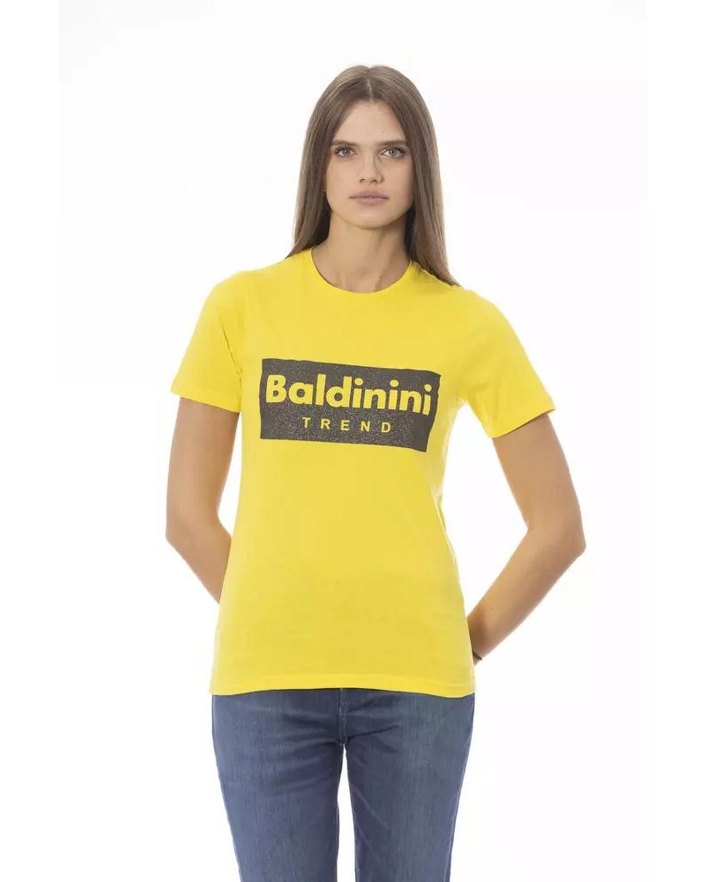 Baldinini Trend Women's Yellow Cotton Tops & T-Shirt - L