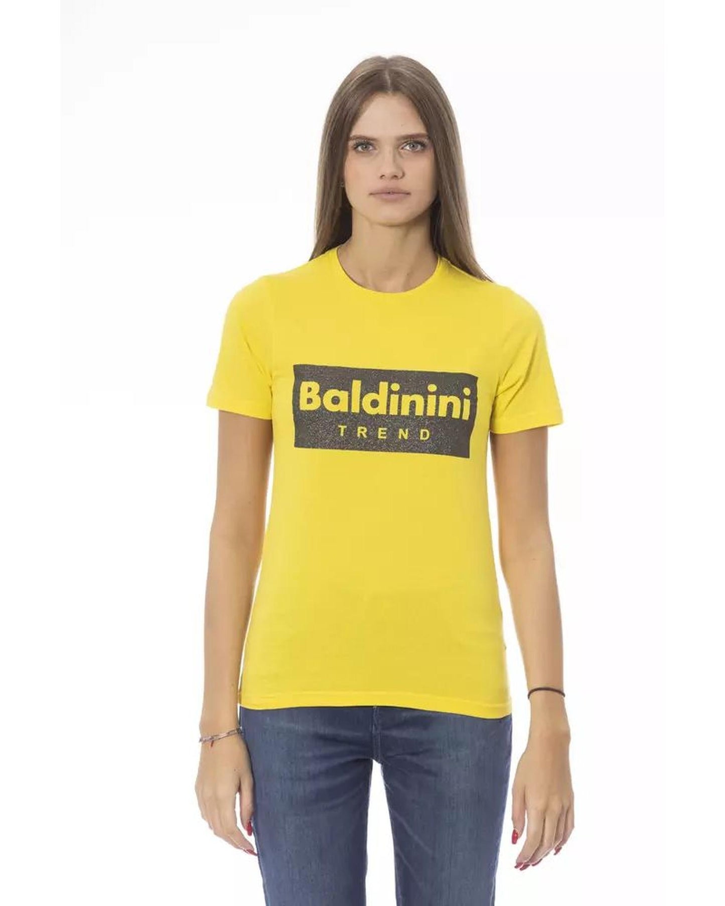 Baldinini Trend Women's Yellow Cotton Tops & T-Shirt - M