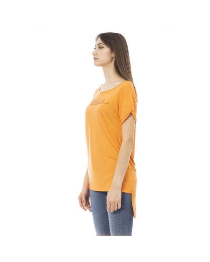 Just Cavalli Women's Orange Cotton Tops & T-Shirt - S