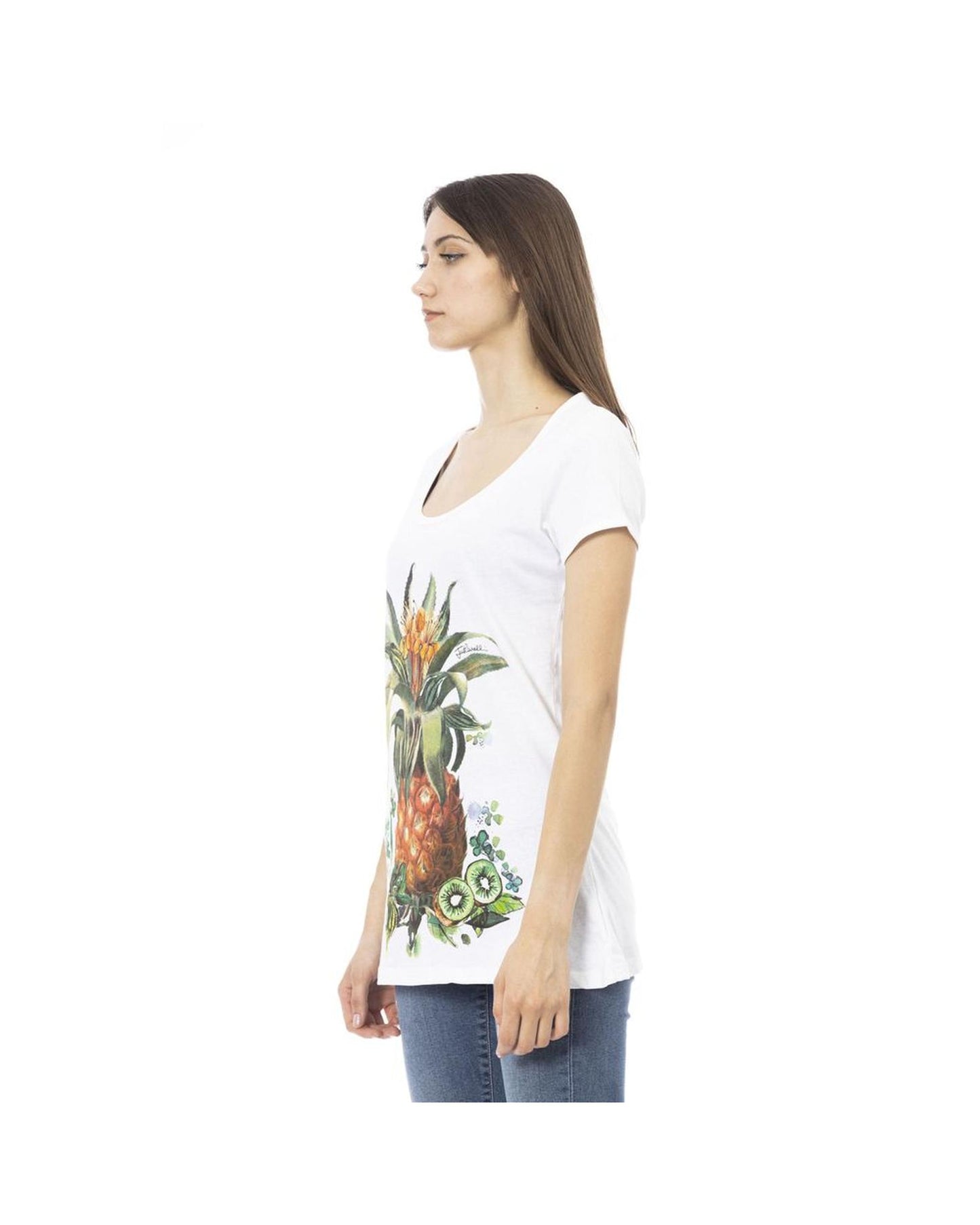 Just Cavalli Women's White Cotton Tops & T-Shirt - M