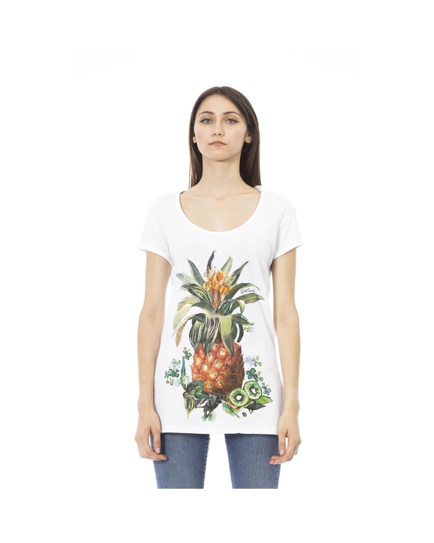 Just Cavalli Women's White Cotton Tops & T-Shirt - S