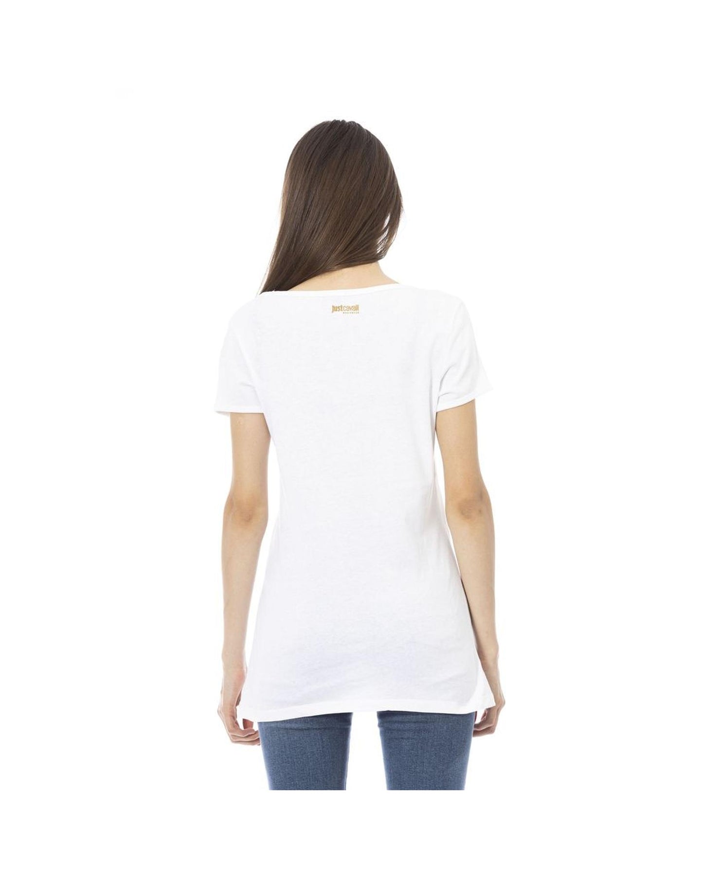 Just Cavalli Women's White Cotton Tops & T-Shirt - XL