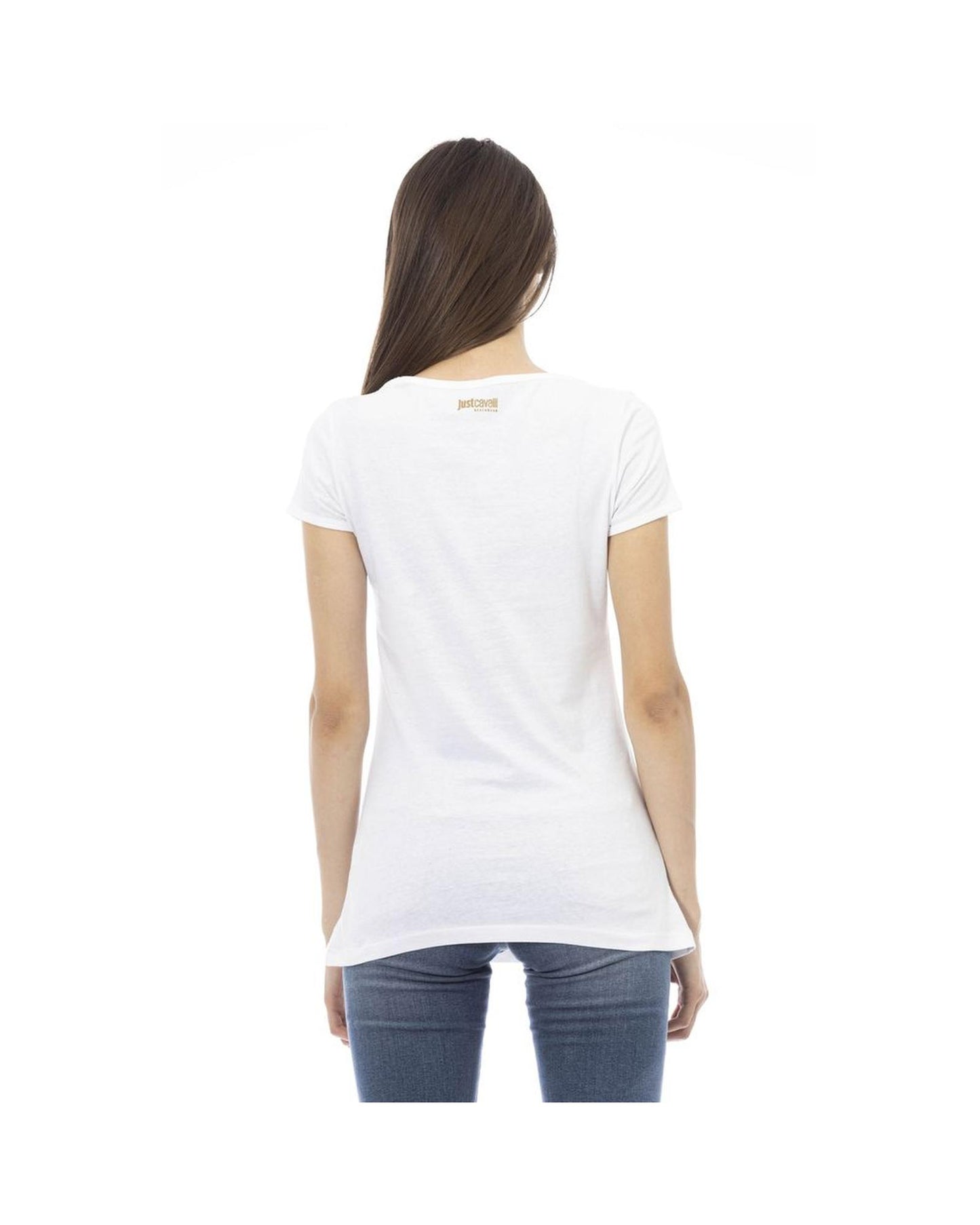 Just Cavalli Women's White Cotton Tops & T-Shirt - L