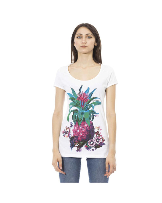 Just Cavalli Women's White Cotton Tops & T-Shirt - M