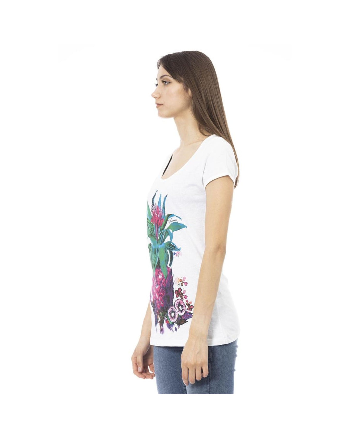 Just Cavalli Women's White Cotton Tops & T-Shirt - M