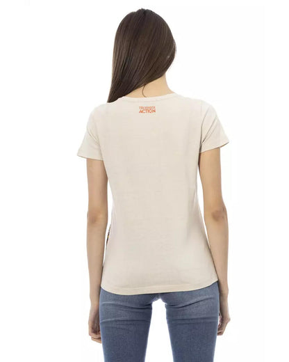 Short Sleeve T-shirt with Round Neck and Front Print S Women