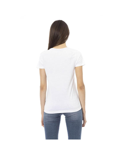 Trussardi Action Women's Elegant Short Sleeve Tee with Chic Front Print - S