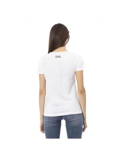 Trussardi Action Women's Chic White Short Sleeve Tee with Exclusive Print - M