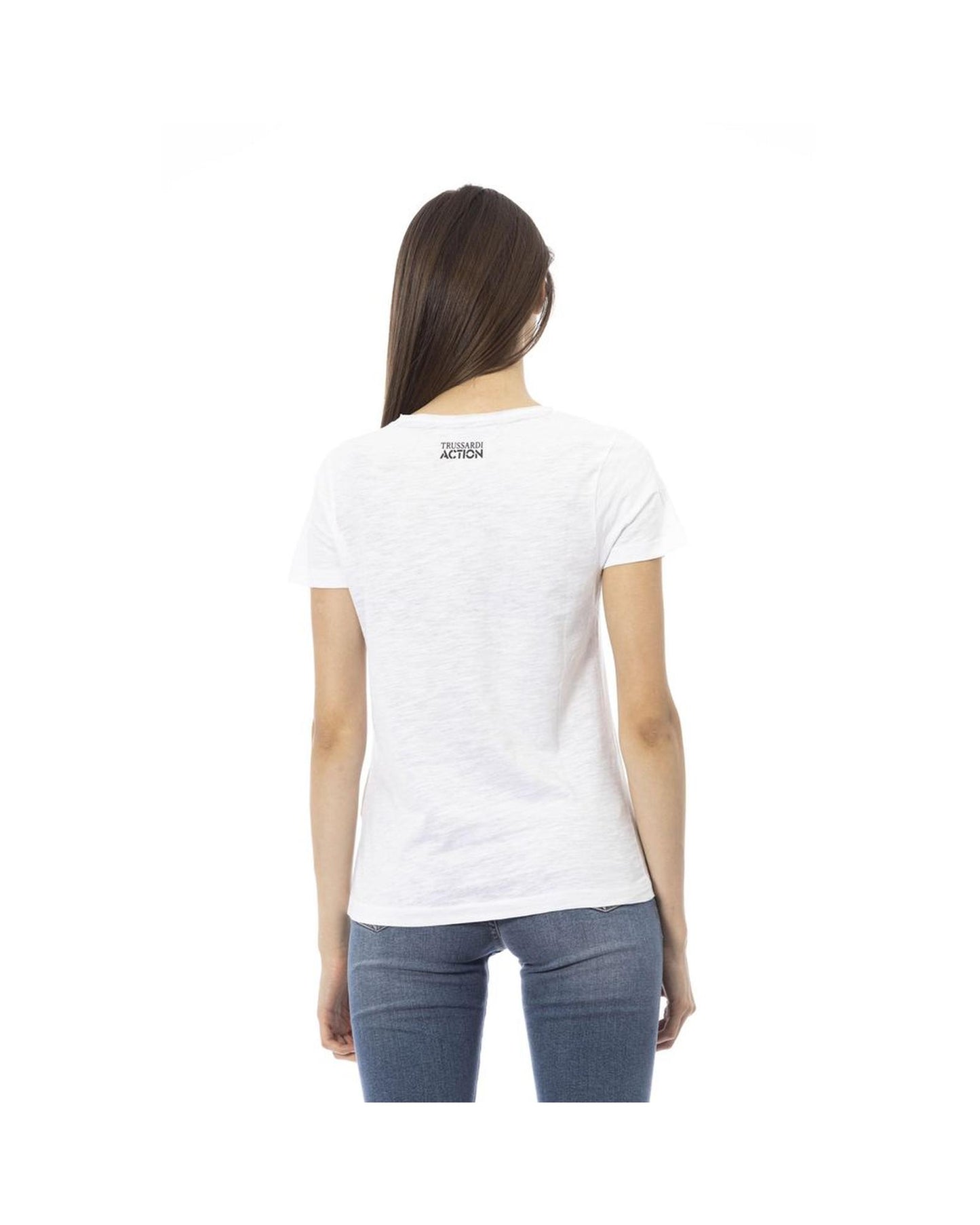 Trussardi Action Women's Chic White Short Sleeve Tee with Exclusive Print - XL