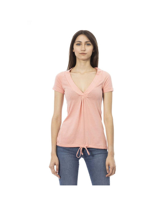 Trussardi Action Women's Elegant Pink Short Sleeve Tee with Chic Print - M