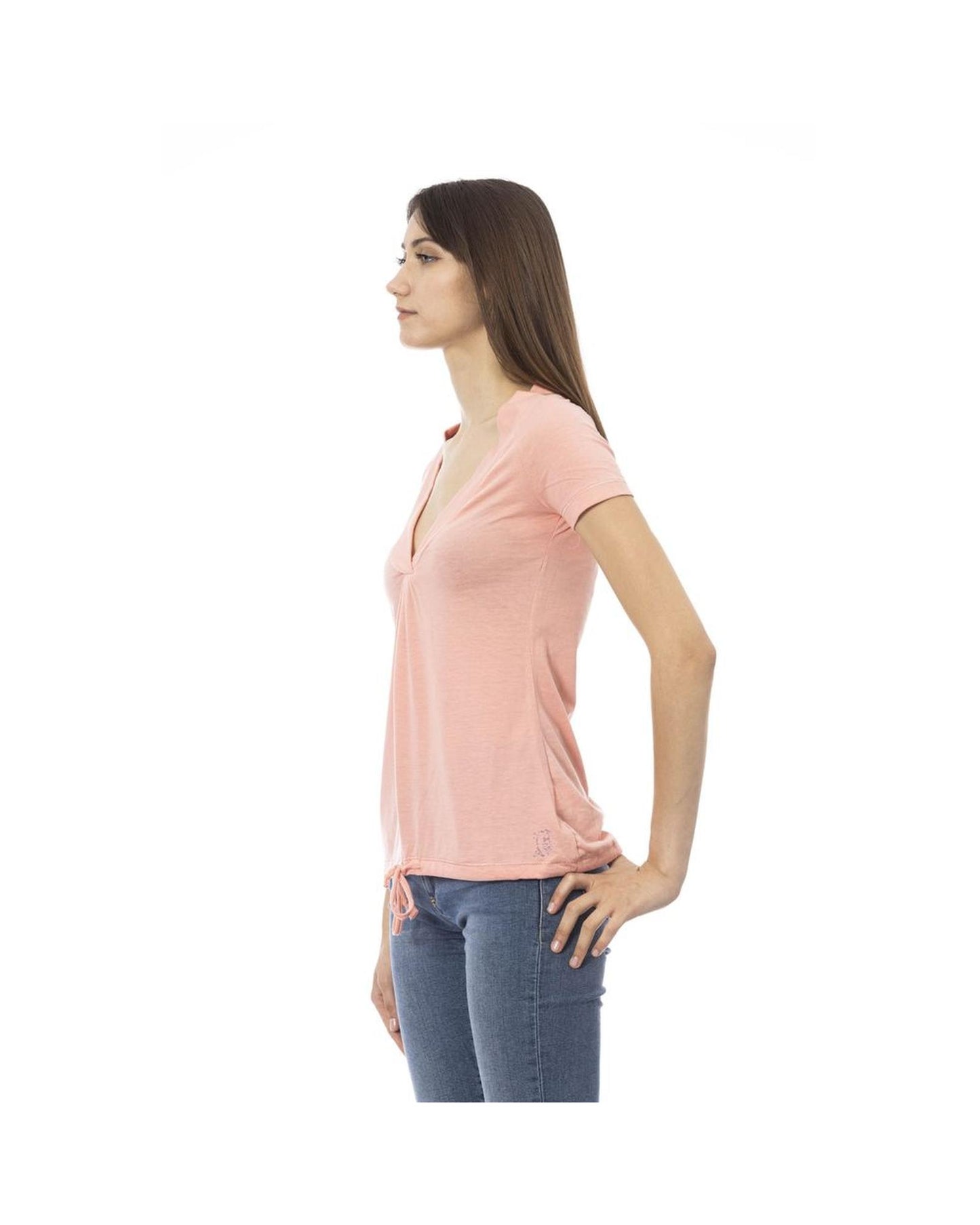 Trussardi Action Women's Elegant Pink Short Sleeve Tee with Chic Print - M