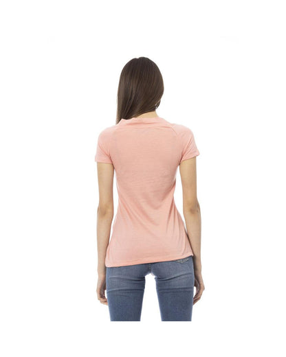 Trussardi Action Women's Elegant Pink Short Sleeve Tee with Chic Print - M