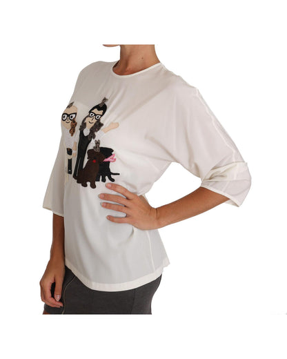 DOLCE & GABBANA White Multicolor Figure Family T-shirt 38 IT Women