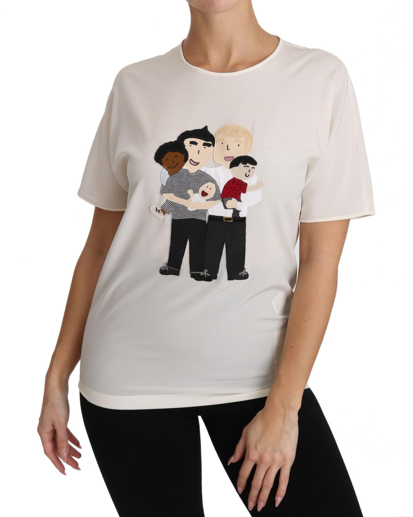 DOLCE & GABBANA Figure Family Silk T-Shirt 38 IT Women