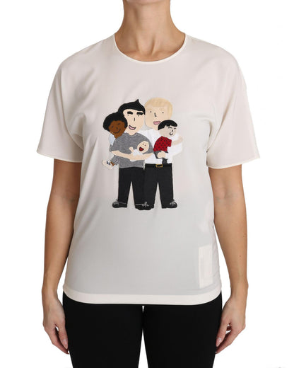 DOLCE & GABBANA Figure Family Silk T-Shirt 40 IT Women