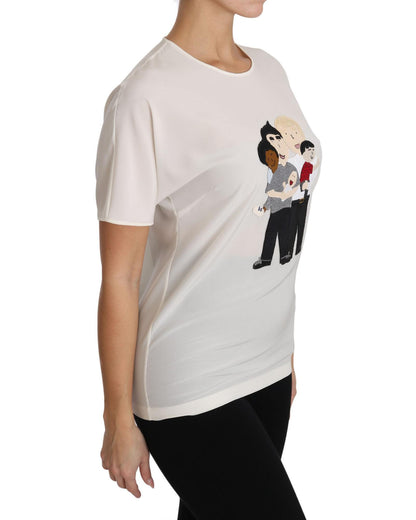 DOLCE & GABBANA Figure Family Silk T-Shirt 42 IT Women