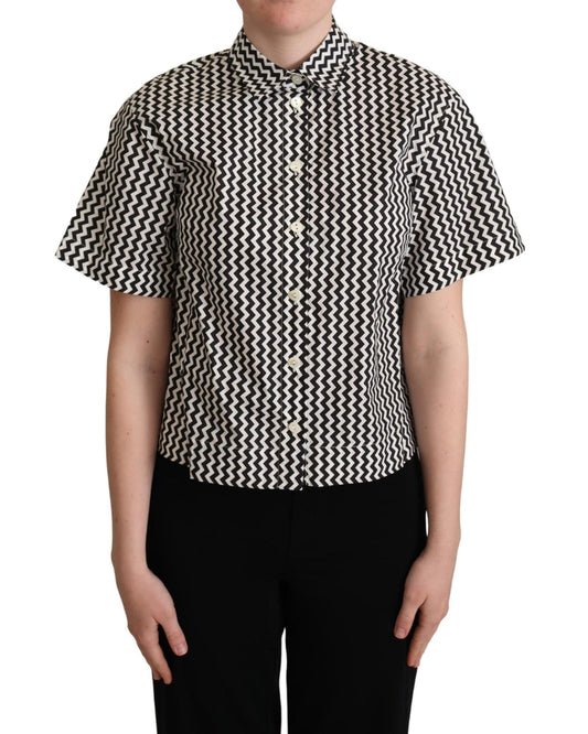 Signature Zigzag Design Cotton Polo by Dolce & Gabbana 42 IT Women