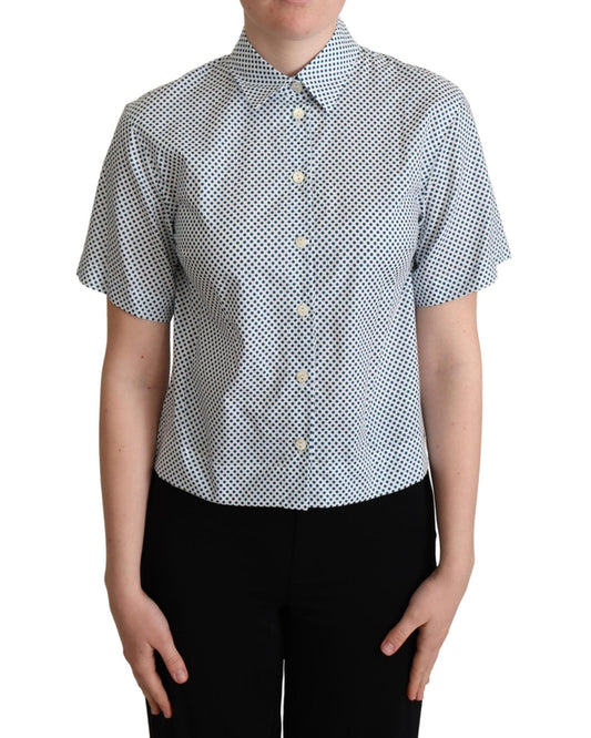 Polka Dot Collared Shirt - Blue 40 IT Women