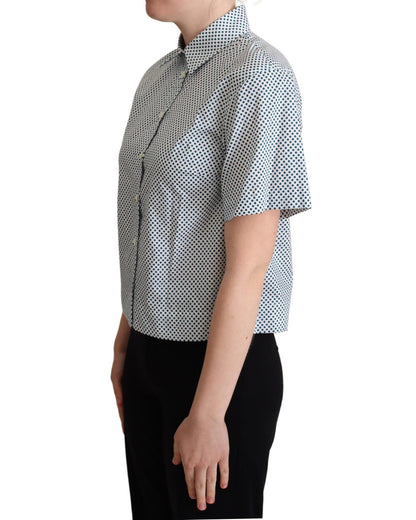 Polka Dot Collared Shirt - Blue 40 IT Women