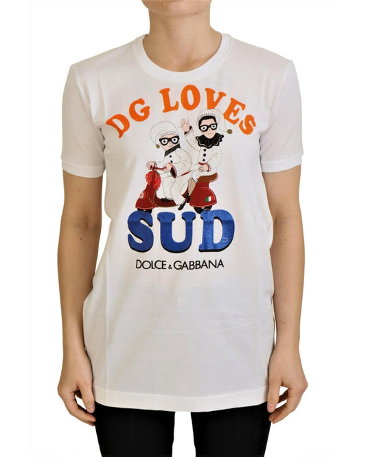 Dolce & Gabbana Crew Neck T-shirt with DG LOVES SUD Motive 38 IT Women