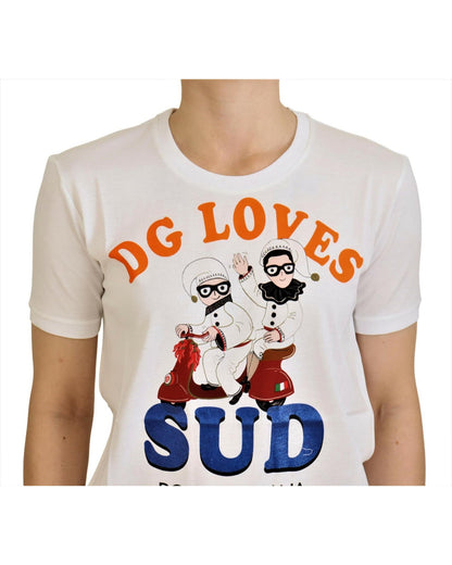 Dolce & Gabbana Crew Neck T-shirt with DG LOVES SUD Motive 38 IT Women