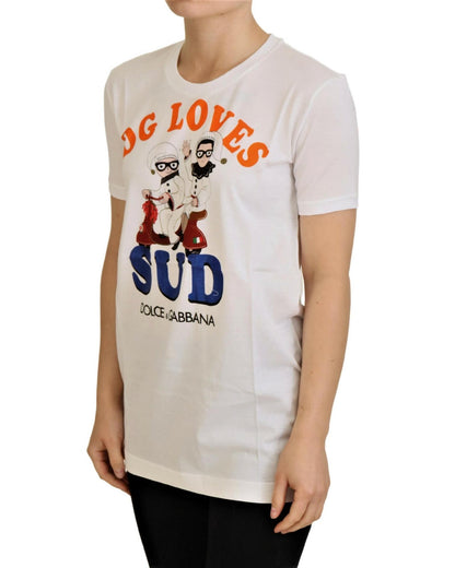 Dolce & Gabbana Crew Neck T-shirt with DG LOVES SUD Motive 38 IT Women