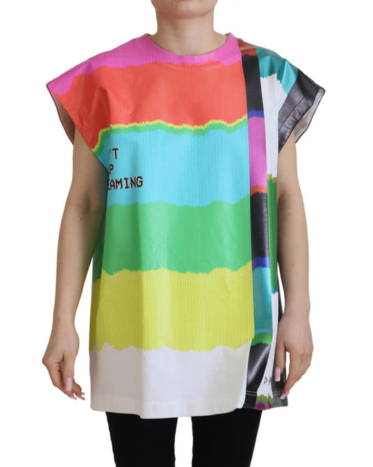 Dolce & Gabbana Sleeveless Blouse with Multicolor TV Print 36 IT Women