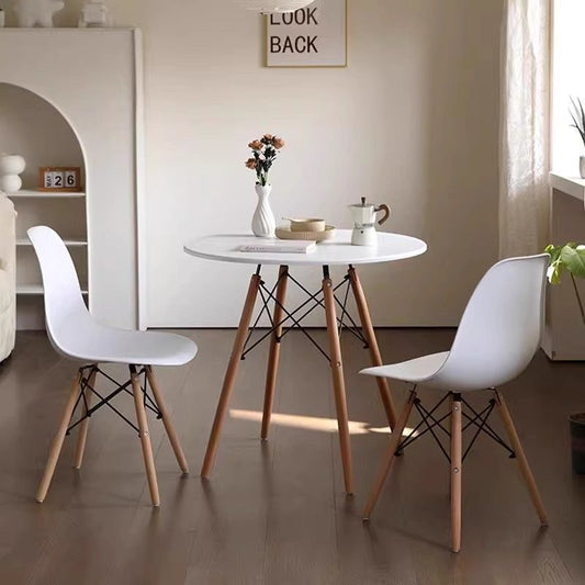 Wood Dining Table for 2-4 People,80cm DIA Modern Round Kitchen Table with Wood Legs for Dining Room, Living Room and Kitchen