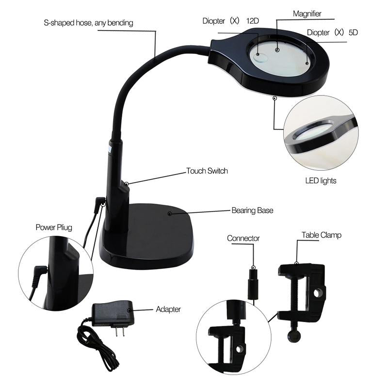 Adjustable Led Desk Magnifier Lamp For 220V Voltage