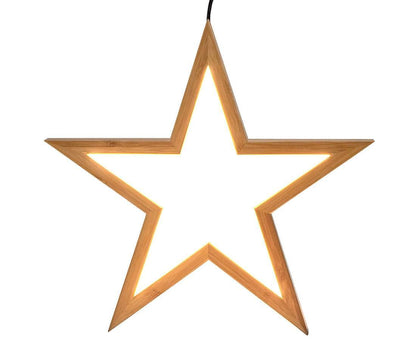 Large Ceiling Bamboo Star LED Hanging Lamp Natural Home Decor Lighting Pendant