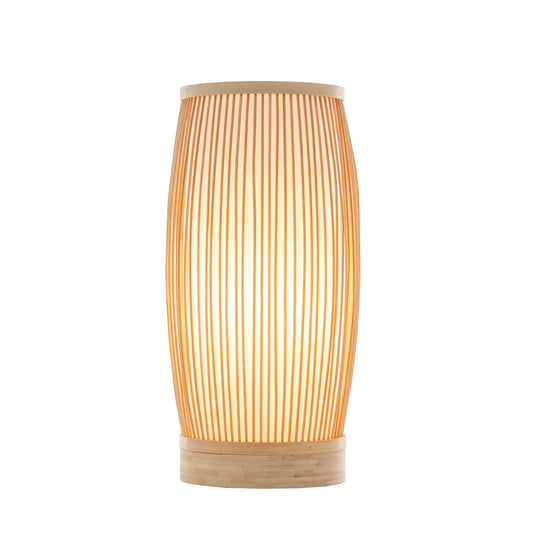 Natural Woven Bamboo Cylinder Table Lamp Light Shade Boho Tropical Coastal