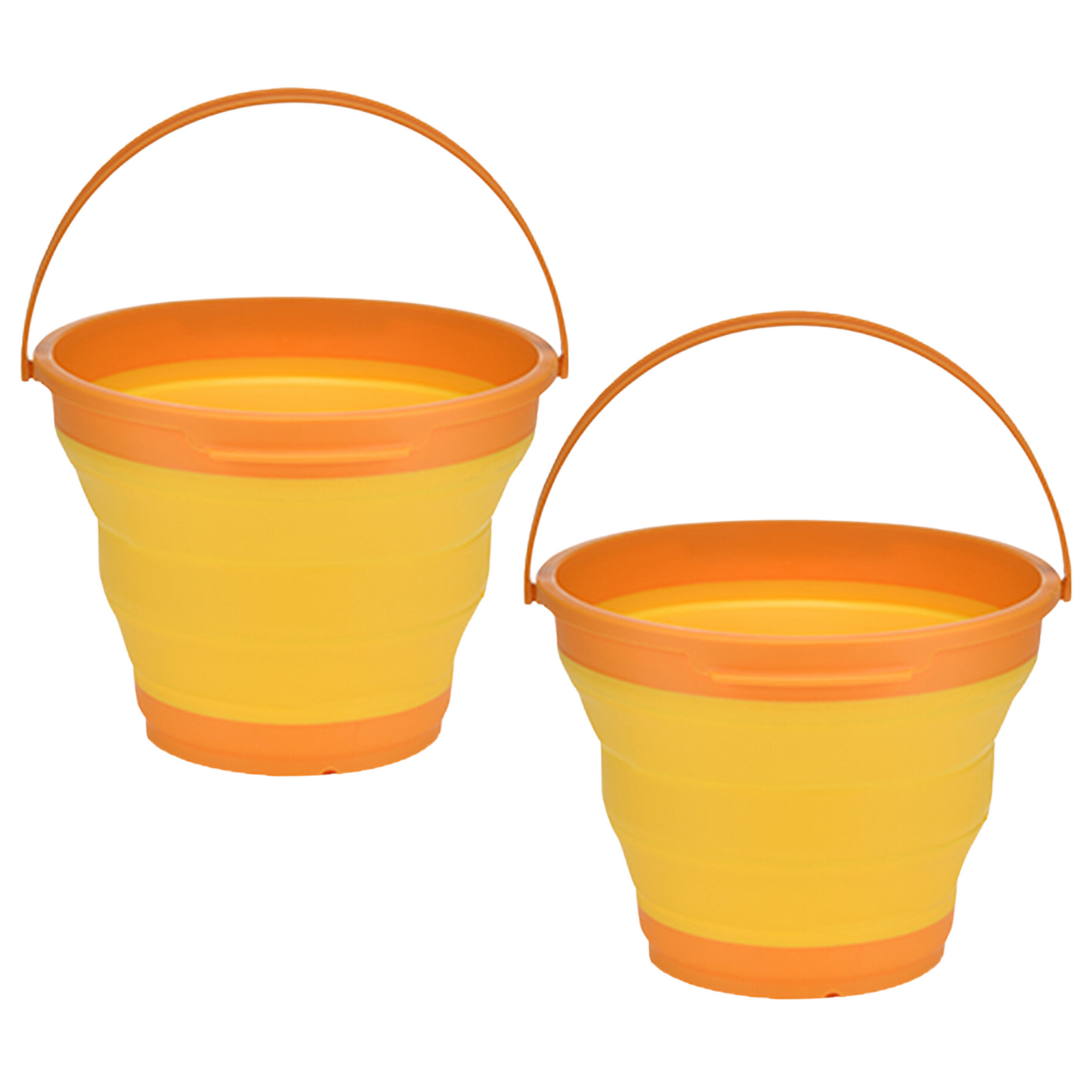 2x 7L Foldable Collapsible Silicone Bucket for Hiking/Camping/Fishing - Orange