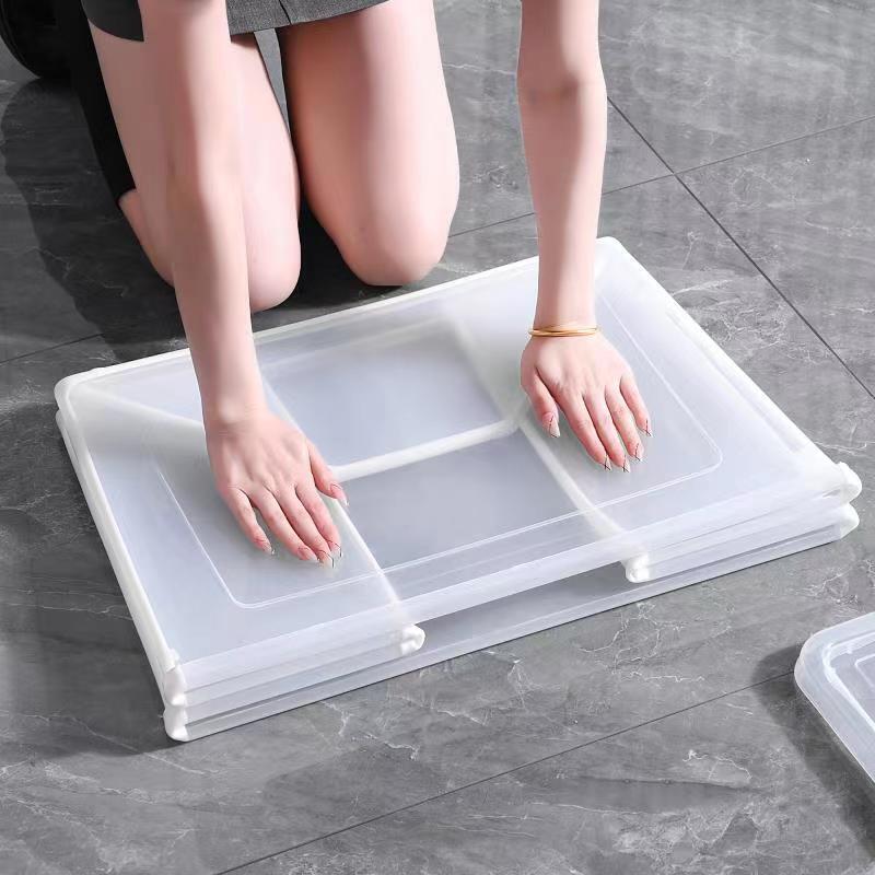 2x 37 Litre Modular Clear Foldable Storage Box with Lid Plastic Tub Collapsible