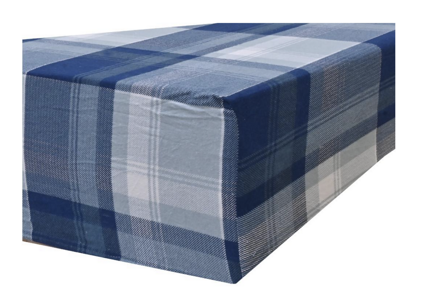 Queen Luxury 100% Cotton Flannelette Fitted Bed Sheet Flannel - Blue Check Print