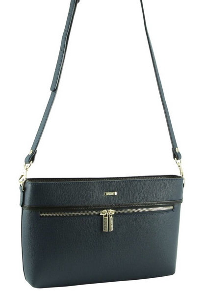 Morrissey Italian Structured Leather Cross Body Handbag (MO3028) Bag - Navy