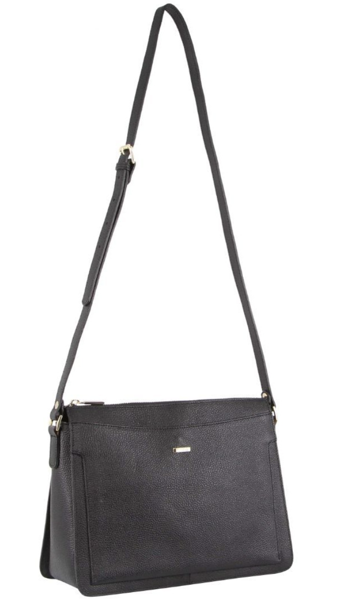 Morrissey Italian Structured Leather Cross Body Handbag Tote Bag (MO3162) - Black