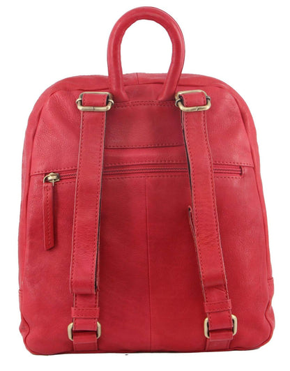 Pierre Cardin Womens Woven Soft Leather Backpack Bag Travel Designer - Red