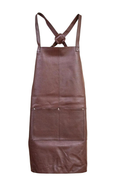 Pierre Cardin Professional Leather Apron Butcher Woodwork Hairdressing Barber Chef - Brown