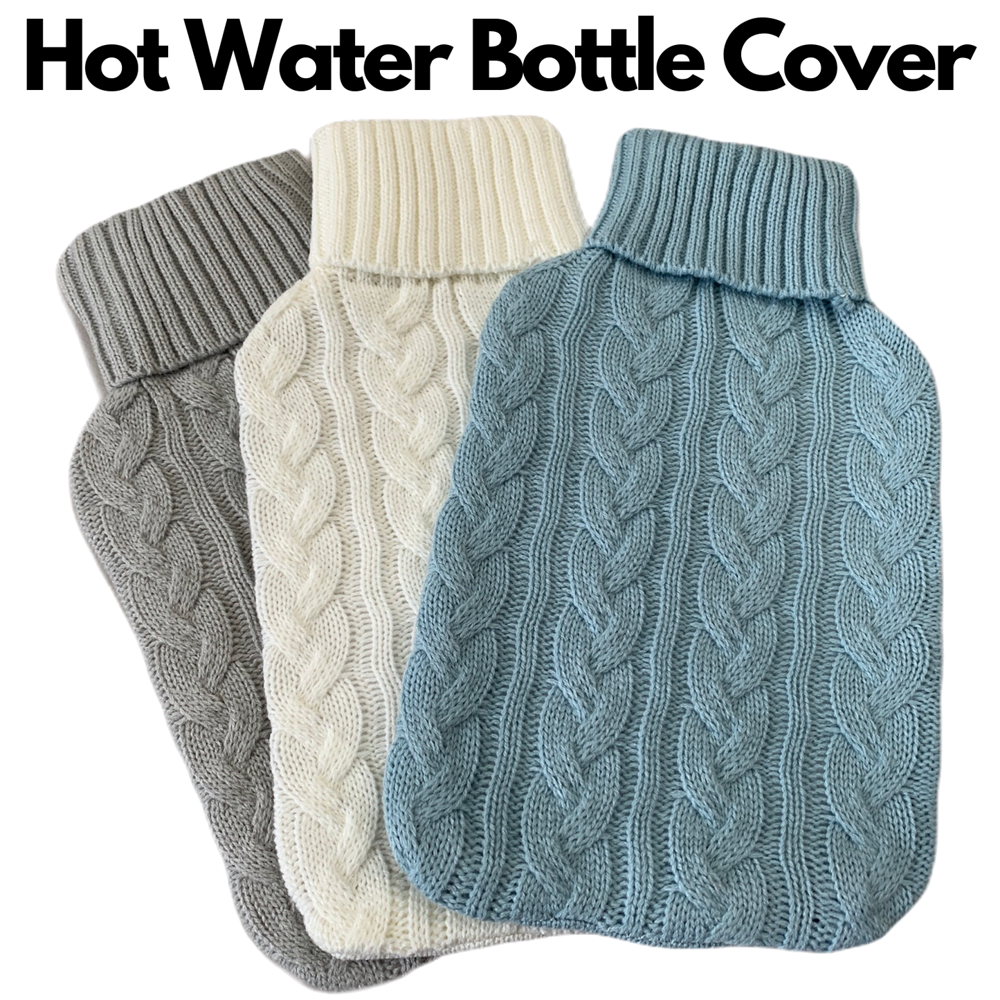 HOT WATER BOTTLE KNITTED COVER ONLY Winter Warm Soft Bag Relaxing Warm - Assorted