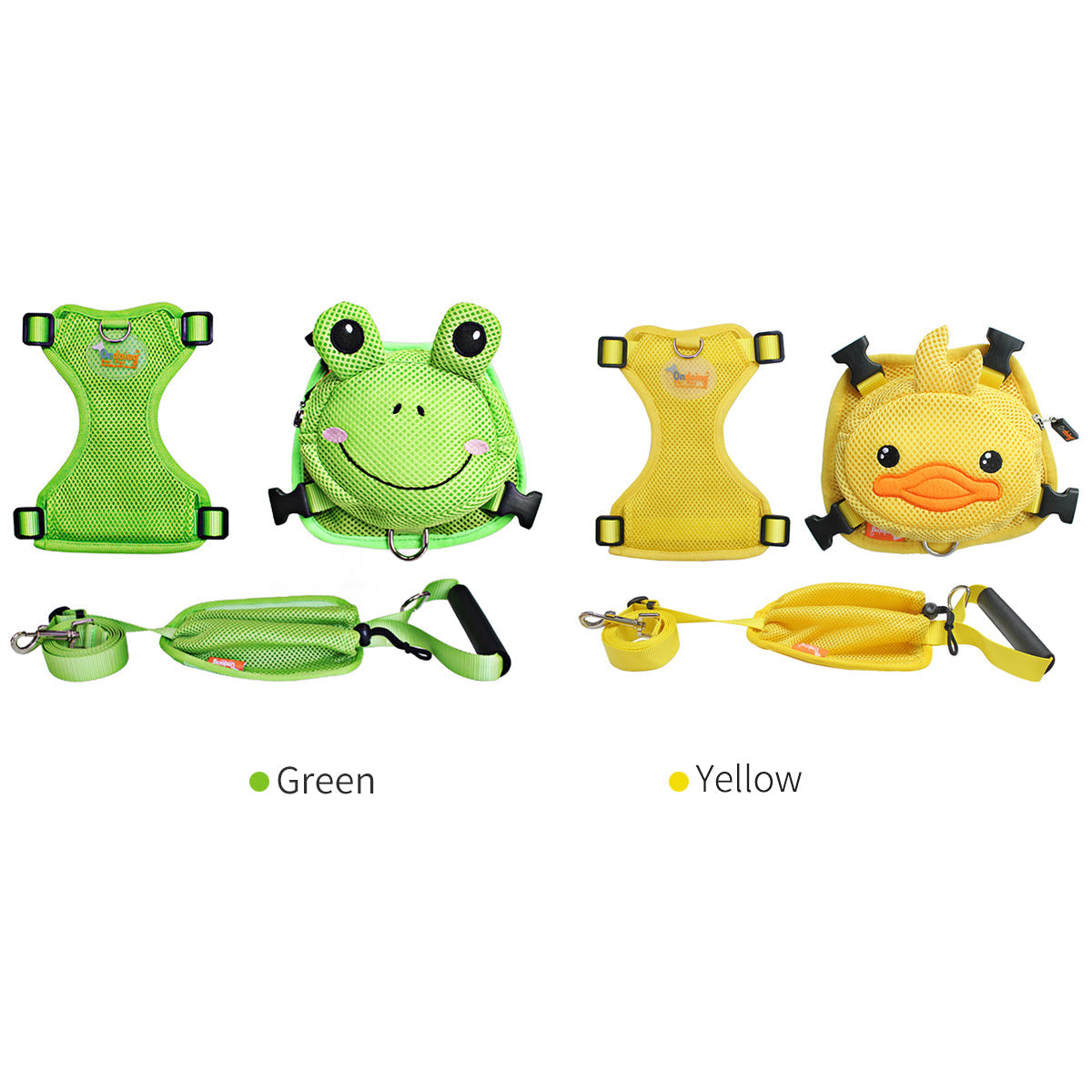 Ondoing Pet Saddle Bag Dog Harness Backpack Hiking Traveling Outdoor Bags Cute Costume (Yellow tiger bag with leash)M